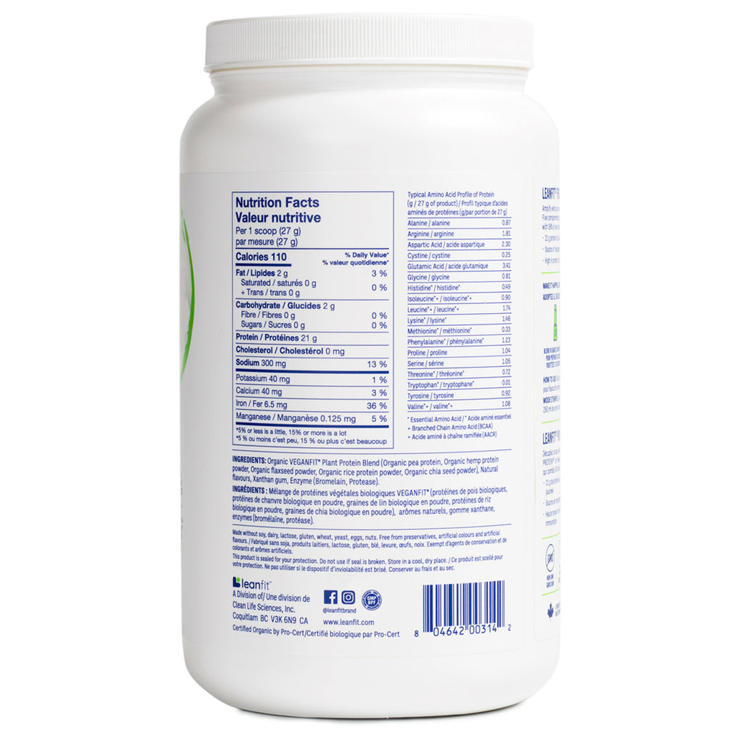 LEANFIT ORGANIC PLANT-BASED PROTEIN™ Plain, Unsweetened 715g